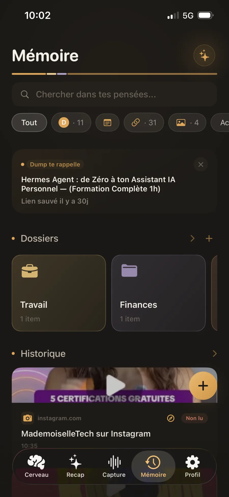 Mémoire : dossiers & historique
