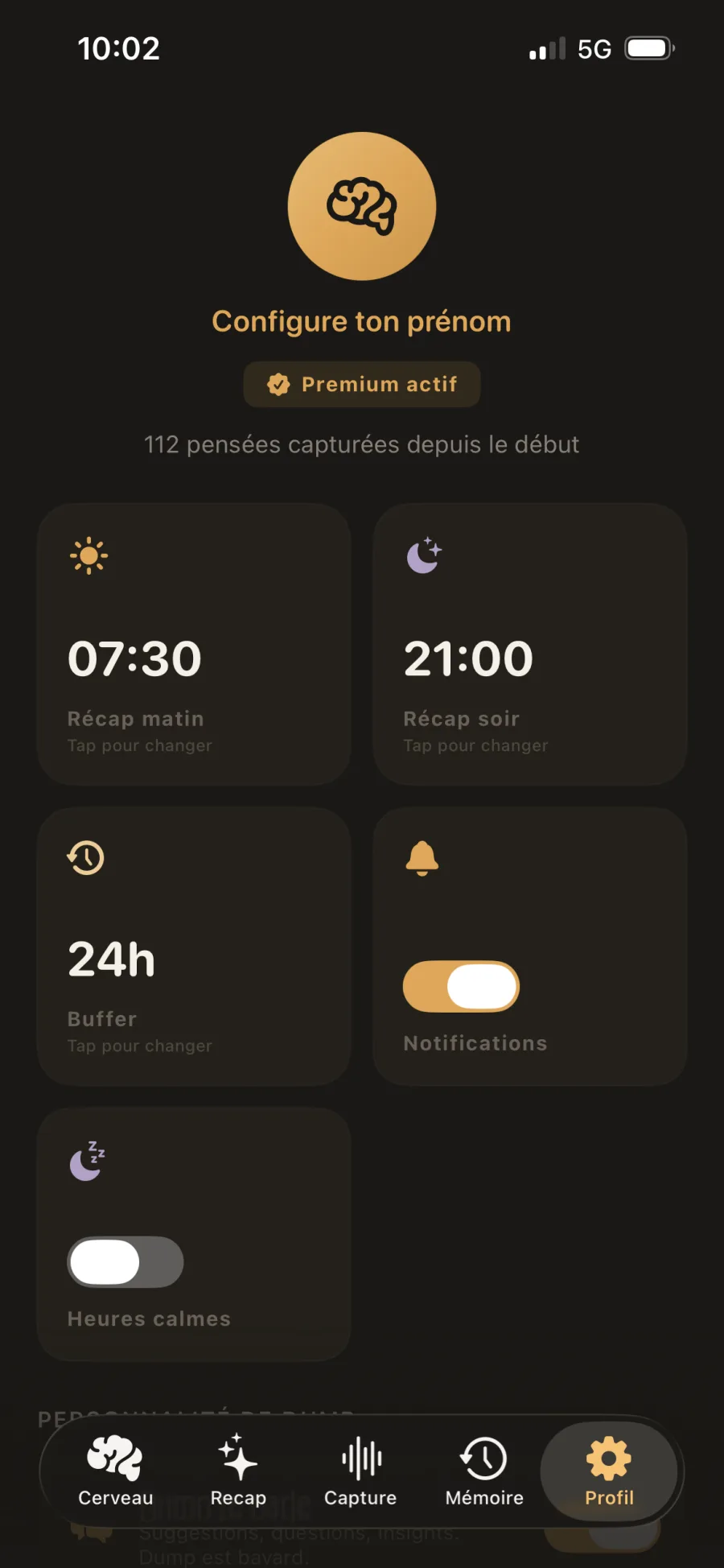 Réglages : récaps & buffer